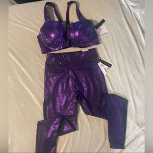 Victoria's Secret Sweat On Point Shine Legging (mesh panels) & Bra Set